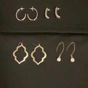 Silver tone earring bundle